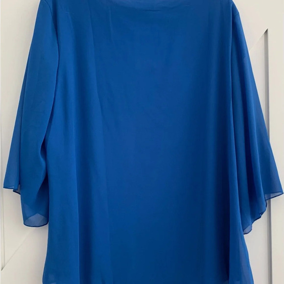 XL Oyamiki Woman’s Scoop Neck , 3/4 Bell Sleeve, Double Layers Chiffon blouse - Picture 4 of 4